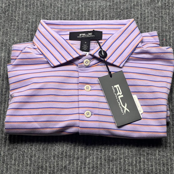 RLX Ralph Lauren Other - RLX Ralph Lauren Mens Purple Striped Golf Concept 1 Polo Shirt Size 
Medium NWT